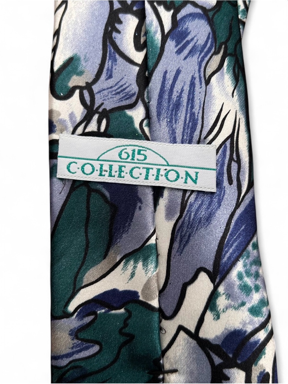615 C.O.L.L.E.C.T.I.O.N Men's Teal Floral Silk Tie Made In USA - Picture 2 of 4